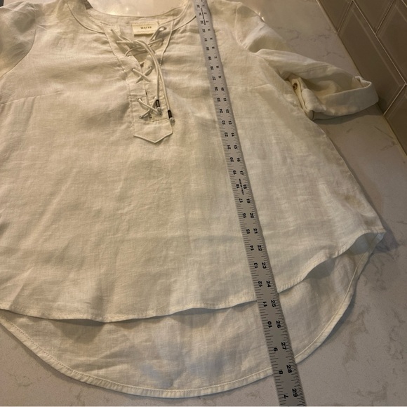Maeve By Anthropologie Linen Lace-Up Top Size 8 Off White - Picture 11 of 12